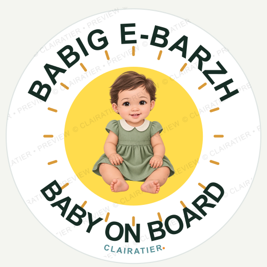 Sticker bébé à bord breton, modèle Emma