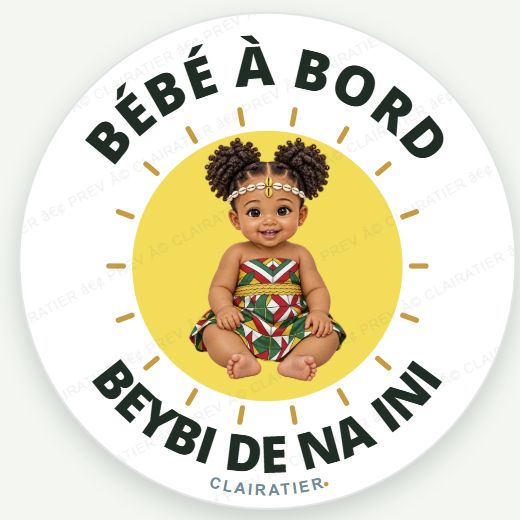 Sticker bébé à bord ndjuka-aluku, modèle Mia
