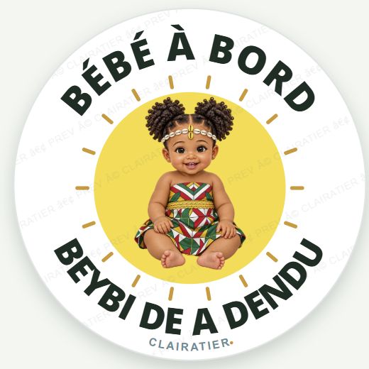 Sticker bébé à bord saramaka, modèle Mia