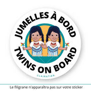 Clairabord - jumeaux/jumelles - Sticker voiture bébé à bord