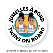 Clairabord - jumeaux/jumelles - Sticker voiture bébé à bord