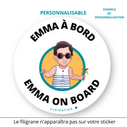 Clairabord - Sticker voiture bébé à bord - personnalisable - priv
