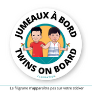 Clairabord - jumeaux/jumelles - Sticker voiture bébé à bord