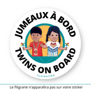 Clairabord - jumeaux/jumelles - Sticker voiture bébé à bord