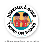 Clairabord - jumeaux/jumelles - Sticker voiture bébé à bord