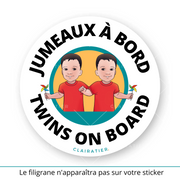 Clairabord - jumeaux/jumelles - Sticker voiture bébé à bord